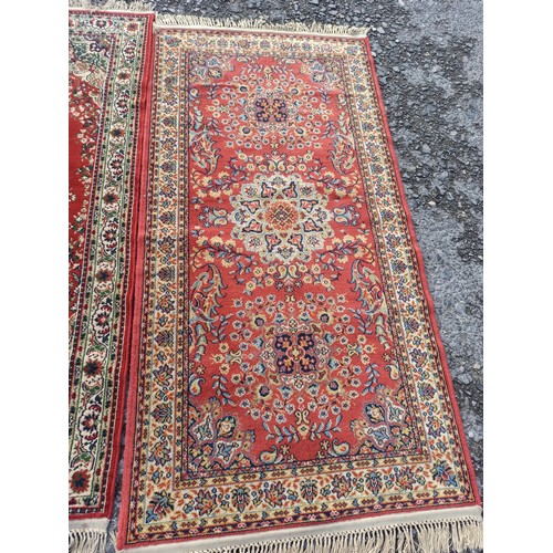 279 - 2 x Red Wool Rugs 193xm x 90cm