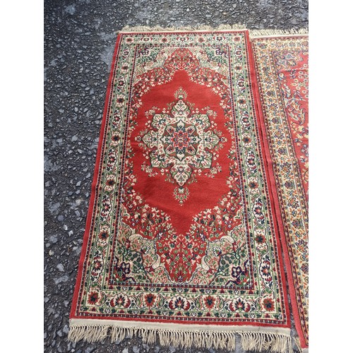 279 - 2 x Red Wool Rugs 193xm x 90cm