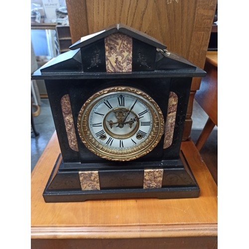 650 - A Slate and Marble Mantle Clock - Running