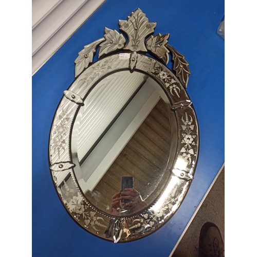 373 - Venetian Style Bevelled Mirror 87cm H x 51cm W