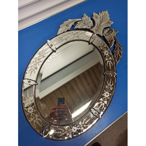 373 - Venetian Style Bevelled Mirror 87cm H x 51cm W