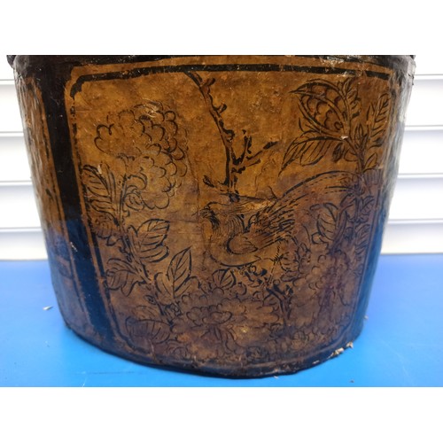 518 - Chinese Paper Mache Hat Box 31cm H x 37cm Diameter