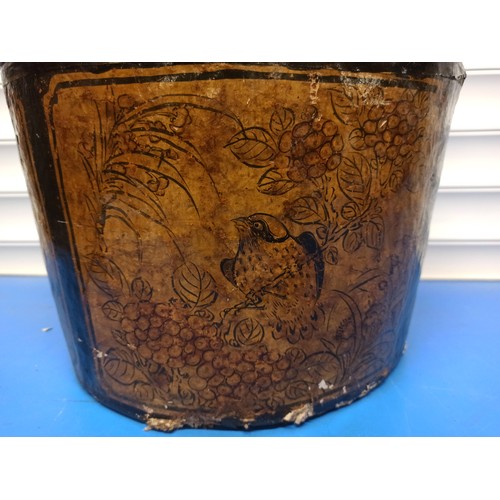 518 - Chinese Paper Mache Hat Box 31cm H x 37cm Diameter