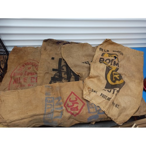 122 - Vintage Hessian Potato and Nut Sacks x 6