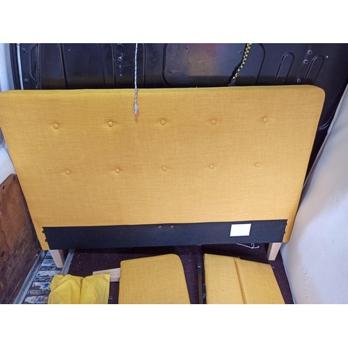 104 - 12 Month Old Clean Yellow/ Gold Coloured Double Bed Frame and  Mattress - Requires Assembly