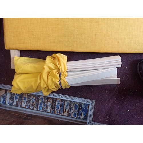 104 - 12 Month Old Clean Yellow/ Gold Coloured Double Bed Frame and  Mattress - Requires Assembly