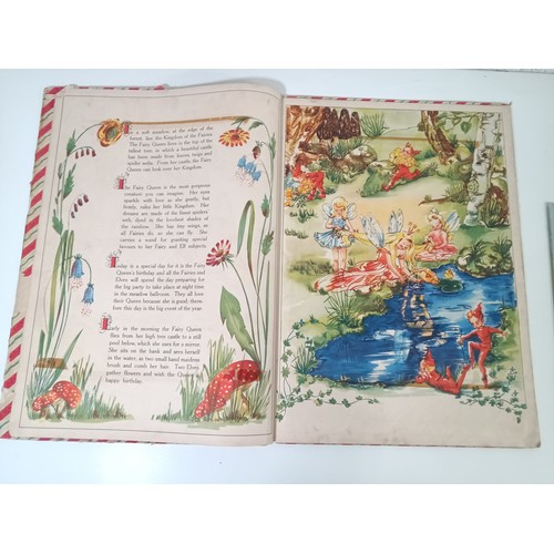 1010 - Circa 1940's A Day In Fairyland Illustrated by Ana Mae Seagren Oversized Children's Book Written by ... 