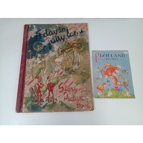 1010 - Circa 1940's A Day In Fairyland Illustrated by Ana Mae Seagren Oversized Children's Book Written by ... 