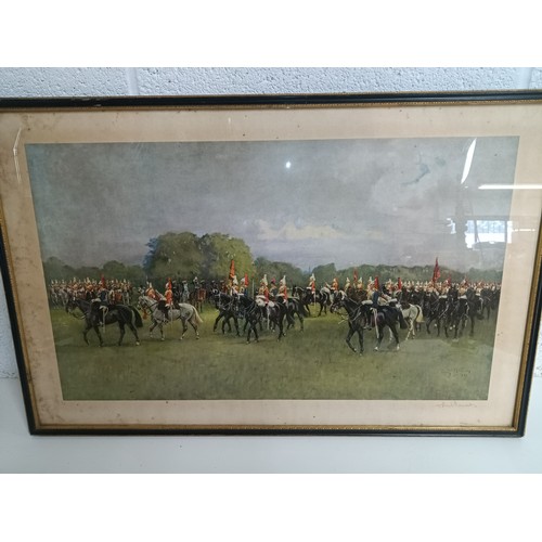 654e - A Signed Print of Horseguards on parade