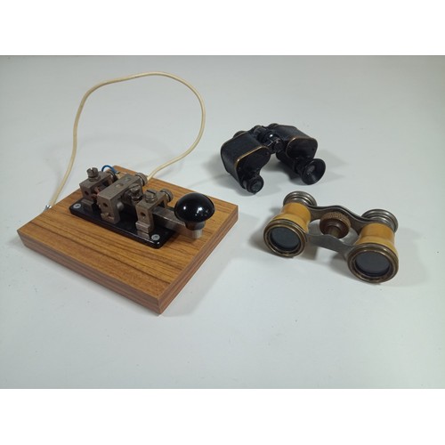 564b - A Morse Code Sender and Vintage Opera Glasses and Binoculars