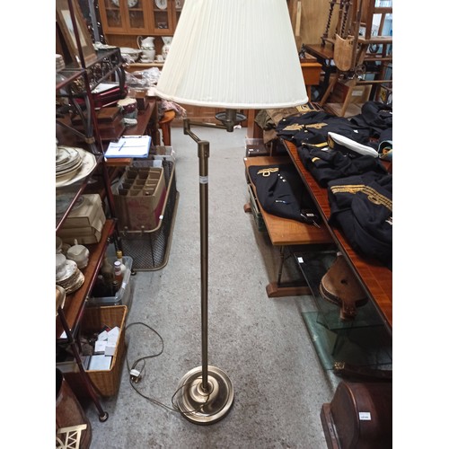 525b - Brass Effect Adjustable Standard Lamp with Shade