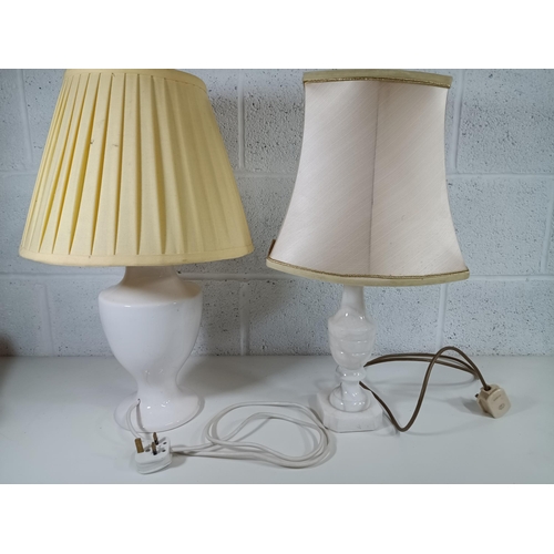 284 - A White Marble Lamp and another Pottery Lamp (chip to base)