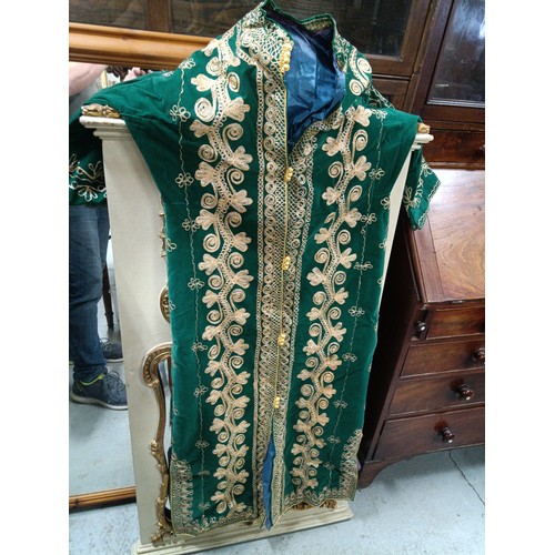 380 - A Bottle Green and Gold Embroidered Middle Easter Coat