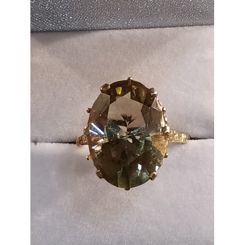 402c - 9ct Gold Citrine Ring 6 Grams Size P