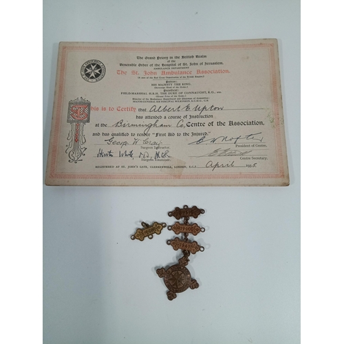 567 - St Johns Ambulance Certificate and Badges