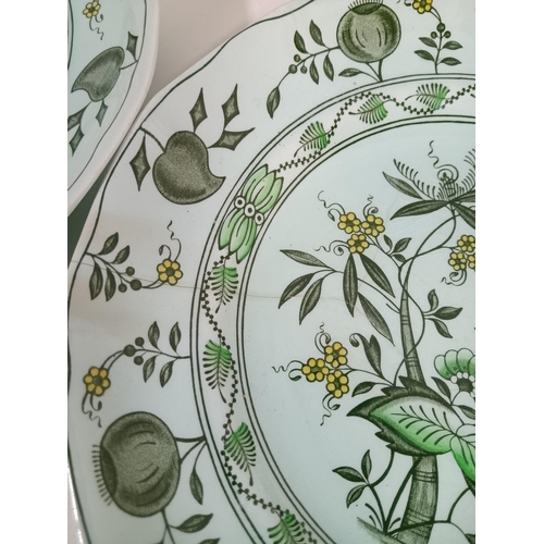 629 - 6 x Adams - Chinese Garden Pattern Plates ( 1 cracked, some chipping to edges as pictured)