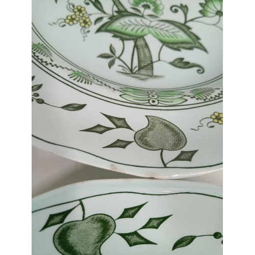 629 - 6 x Adams - Chinese Garden Pattern Plates ( 1 cracked, some chipping to edges as pictured)