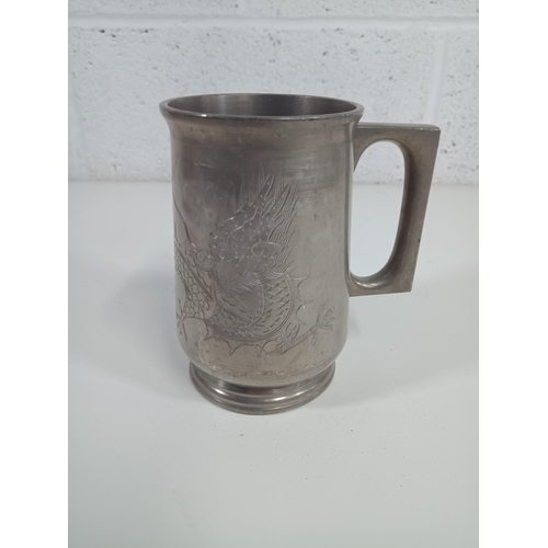 659 - A Chinese Dragon Glass Bottomed Pewter Tankard