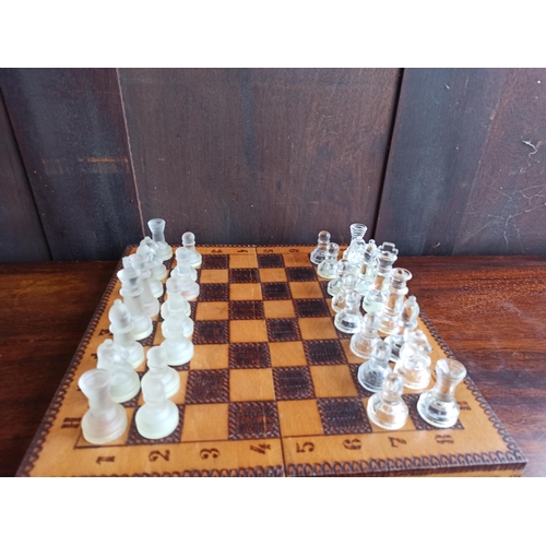 690 - Chess Board with Glass Pieces