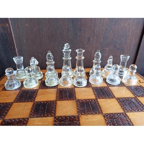 690 - Chess Board with Glass Pieces