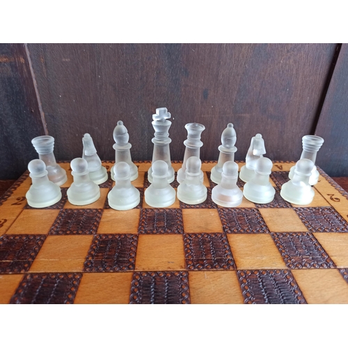 690 - Chess Board with Glass Pieces