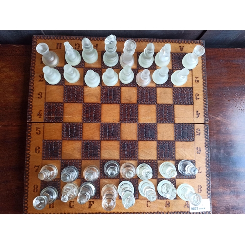 690 - Chess Board with Glass Pieces