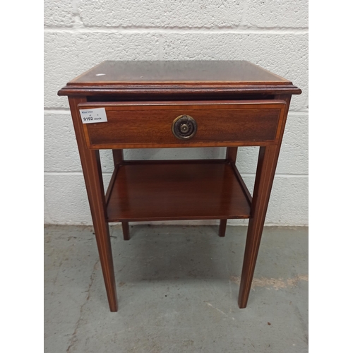 832 - Inlaid Telephone Table with Lower Shelf 62cm H x 41cm W x 33cm D