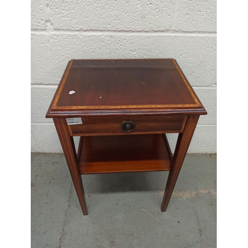 832 - Inlaid Telephone Table with Lower Shelf 62cm H x 41cm W x 33cm D