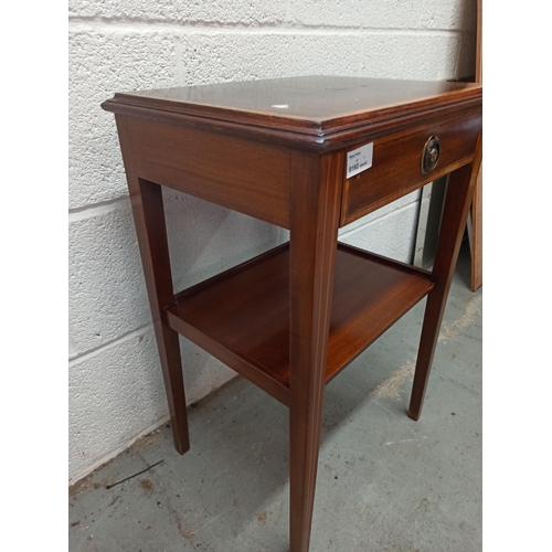 832 - Inlaid Telephone Table with Lower Shelf 62cm H x 41cm W x 33cm D