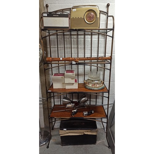 850 - Metal Framed Wooden Shelved Unit