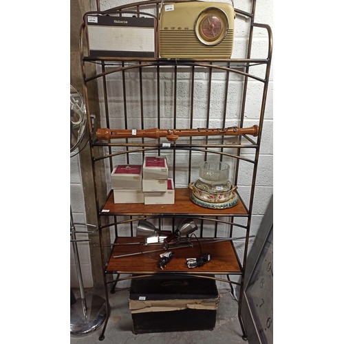 850 - Metal Framed Wooden Shelved Unit