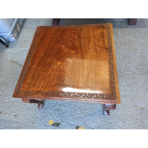 854 - Wooden Coffee Table with Carved Detail around Edge of Table Top and Legs with Claw Feet 43cm x 63cm ... 