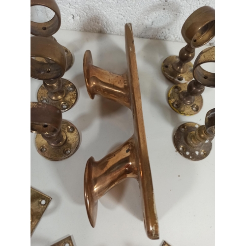 856 - Nautical Brass Items including Hooks, Rings and Rope Accessories