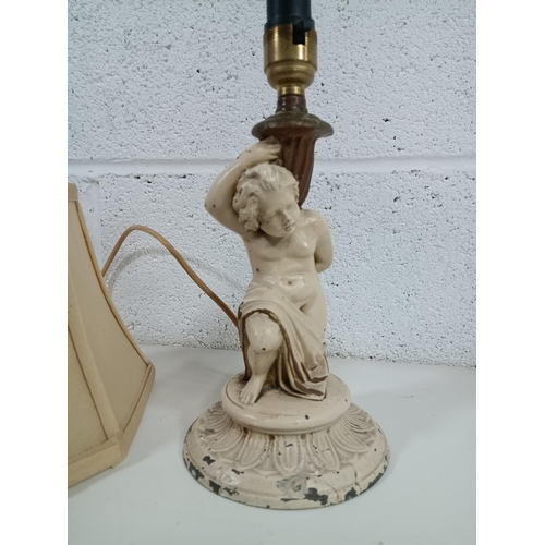 860 - An Antique White Painted Spelter Electric Lamp