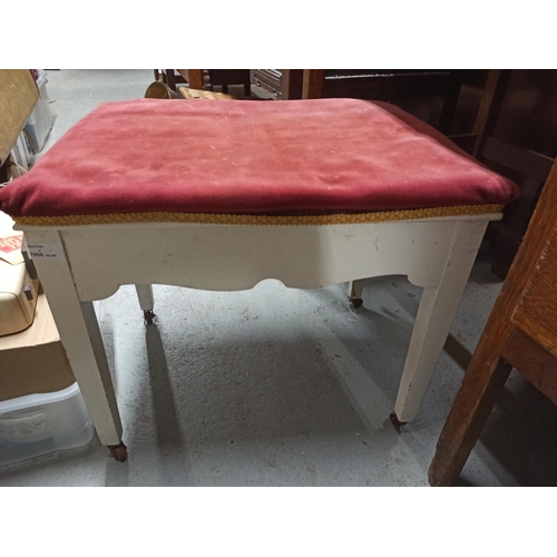 881 - A White Painted Upholstered Stool