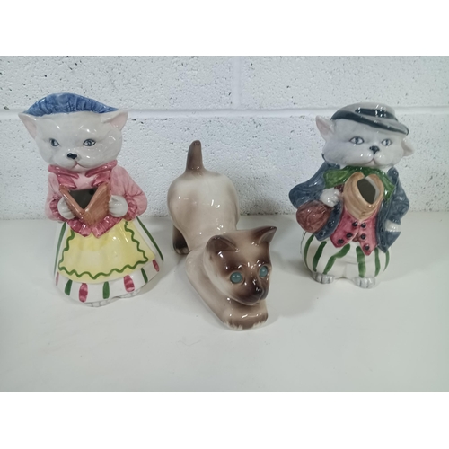 890 - 2 x Cat Character Jugs and One Other Cat Ornament