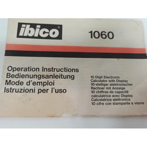 884 - Vintage Ibico 1060 Printing Calculator with Instructions and Spare Rolls