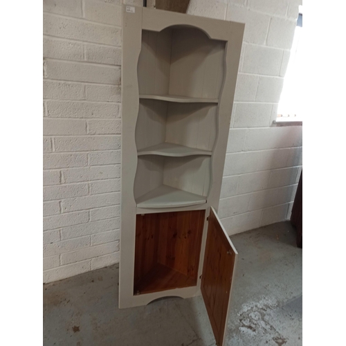 264 - **Royal British Legion Lot** White painted Corner shelf/cupboard unit 180x65x33cm