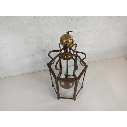 383 - A Brass and Glass electric lantern