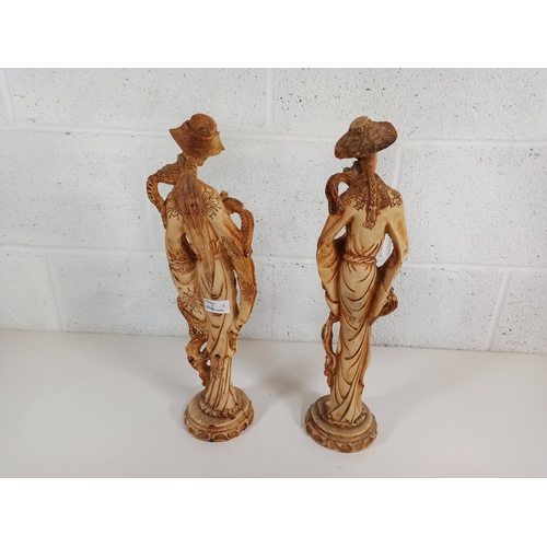 461 - 2 Large Chinese Resin Figurines (Some repairs)