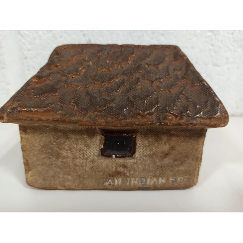 646 - Christian Missionary Papier Mache Indian Huts Collection Box