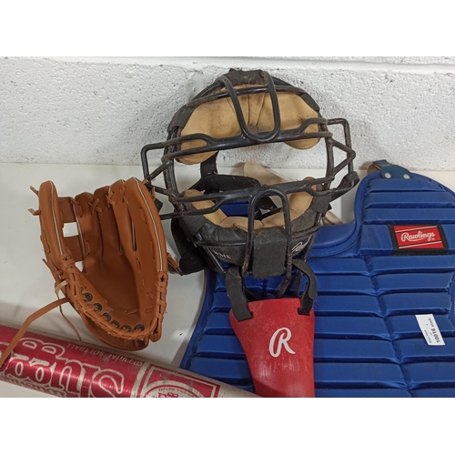 1026 - Baseball Mitt, Body protectors and Louisville Slugger Bat