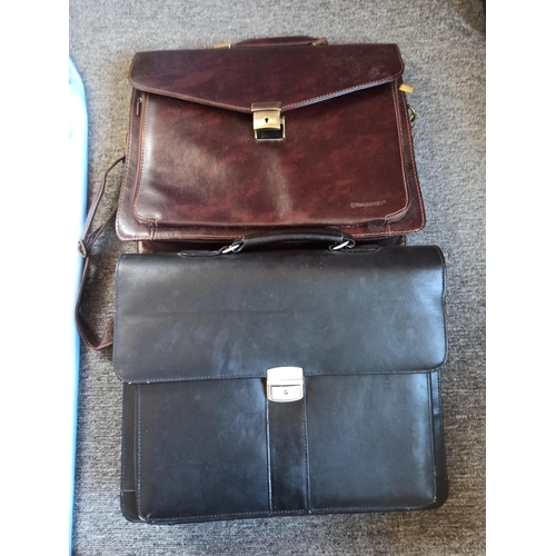 777 - 2 x Vintage Leather Satchels - one with key