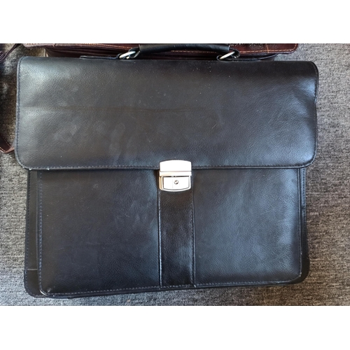 777 - 2 x Vintage Leather Satchels - one with key