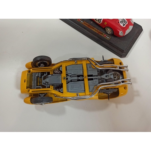 1019 - 4 x Die Cast Model Cars inc Ferrari, Buggati (1 car missing 2 wheels)