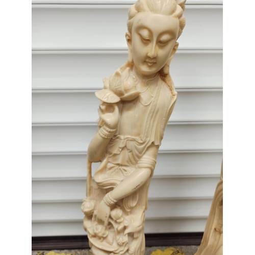 460 - 2 x 67cm Tall Chinese Resin Figurines