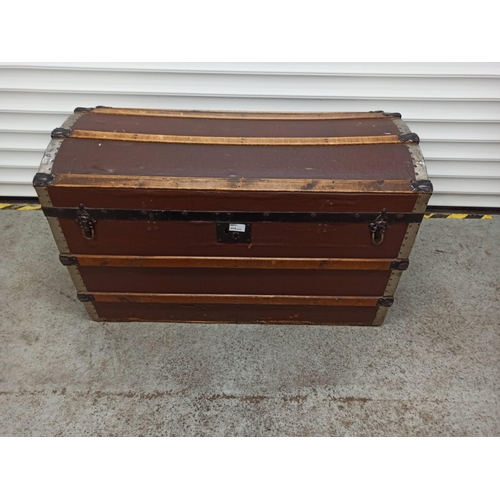 365 - A Metal and Wood Bound Steamer Trunk