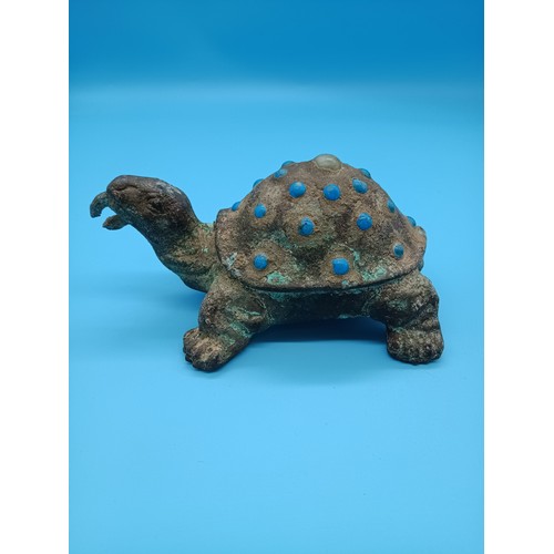 450 - A Chinese Han Dynasty Style Bronze Beaded Turtle - Property of a Lady