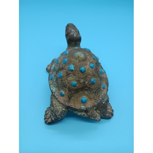 450 - A Chinese Han Dynasty Style Bronze Beaded Turtle - Property of a Lady