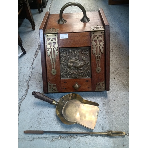 815 - A Brass Bound Firebox with Lizard Motif